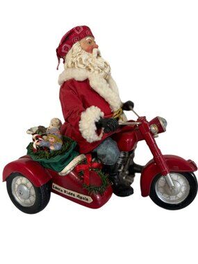 Clothtique 9” Possible Dreams Santa On Motorcycle Sidecar Santa Rides Again 2001